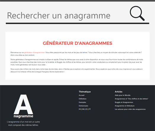Anagramize : gÃ©nÃ©rateur d'anagrammes