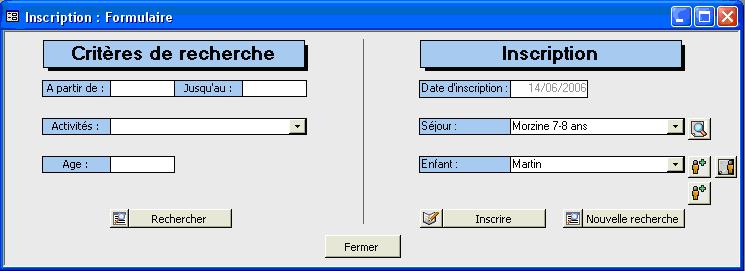 Access : Gestion de sÃ©jour de vacances